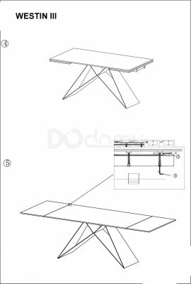 Стол Signal Westin III Ceramic 160(240)X90 Белый /Черный матовый, фото 3
