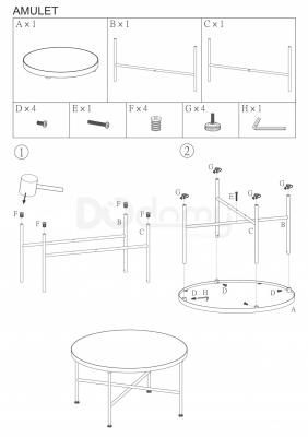 Журнальний столик SIGNAL Amulet Мармур/чорний, фото 2