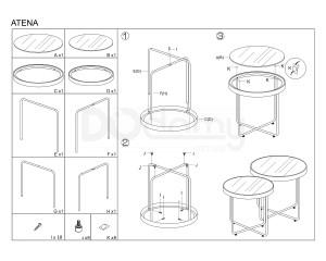 Комплект SIGNAL журнальних Столиків Atena чорний/чорний, фото 2