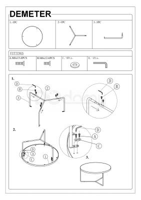 Комплект Signal журнальных столиков Demeter Серый(еффект бетона)/Черный, фото 3