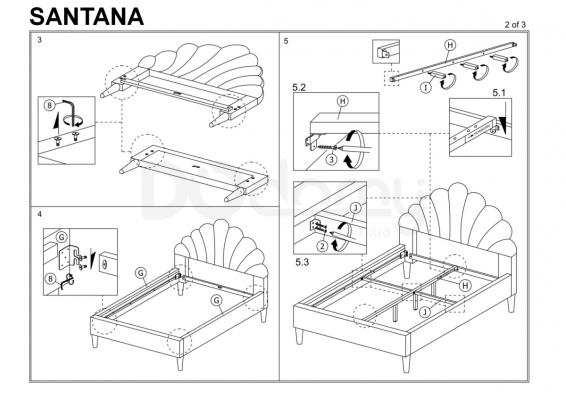 Ліжко SIGNAL Santana Velvet 160x200 Сірий/дуб, фото 2