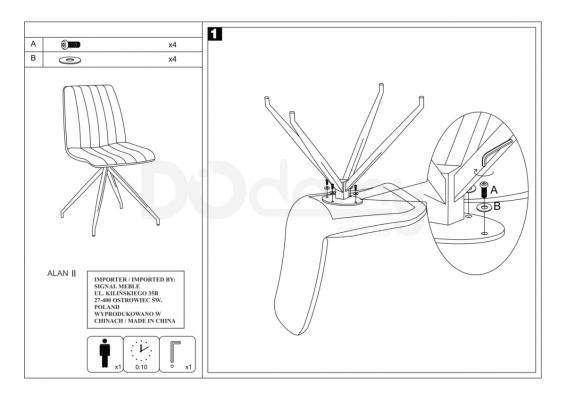 Стул Signal Alan II Черный/Серый, фото 2