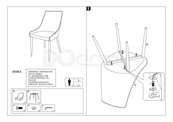 Стілець SIGNAL Anika чорний/Сірий, фото 2