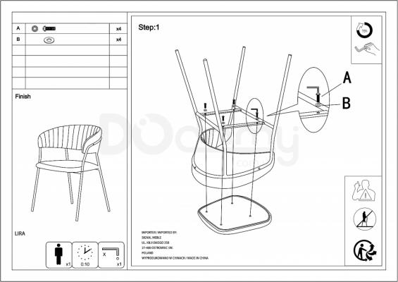 Стілець SIGNAL Lira Velvet Золотий/Зелений, фото 2