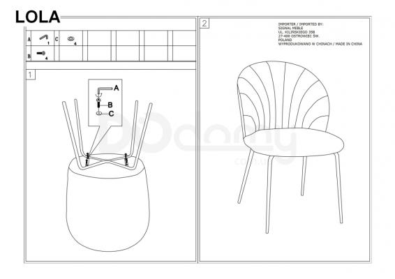 Стул Signal Lola Velvet Черный/Серый, фото 2