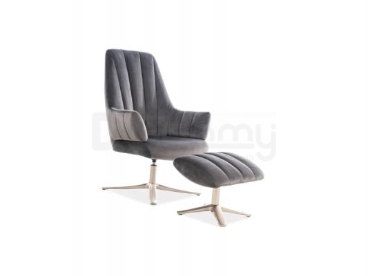 Крісло SIGNAL з підставкою для ніг Adams Velvet Сірий, фото 1