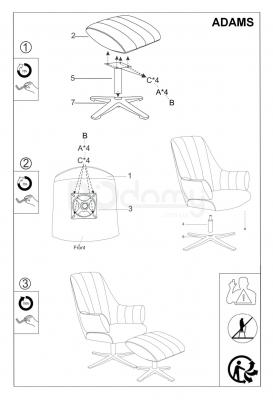 Крісло SIGNAL з підставкою для ніг Adams Velvet Сірий, фото 2