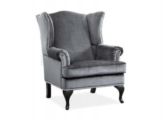 Крісло SIGNAL Benjamin 1 Velvet Сірий/Венге, фото 1