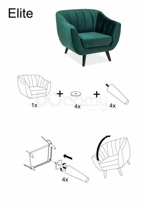 Крісло SIGNAL Elite Velvet 1 Зелений, фото 2