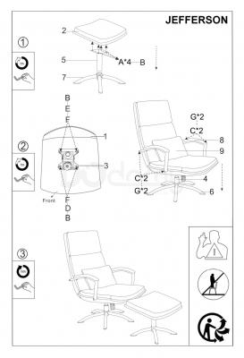 Крісло SIGNAL з підставкою для ніг Jefferson Сірий, фото 2