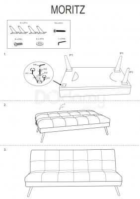 Диван SIGNAL Moritz Velvet Зелений/Золотий, фото 2