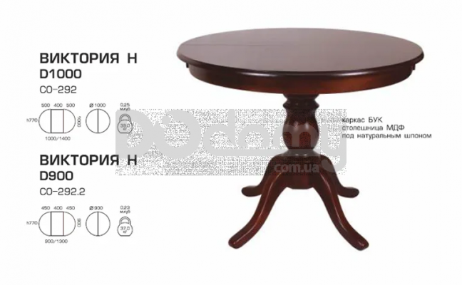 Стол СО-292 «Виктория Н» 1000(1400)*1000 Венге M-Mebel, фото 2