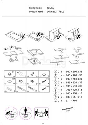 Стіл Signal NIGEL Дуб Артизан / Білий матовий 120(160) х 80, фото 2
