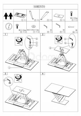 Стіл розкладний SIGNAL SORENTO CERAMIC CZARNY 160(220)X90, фото 2