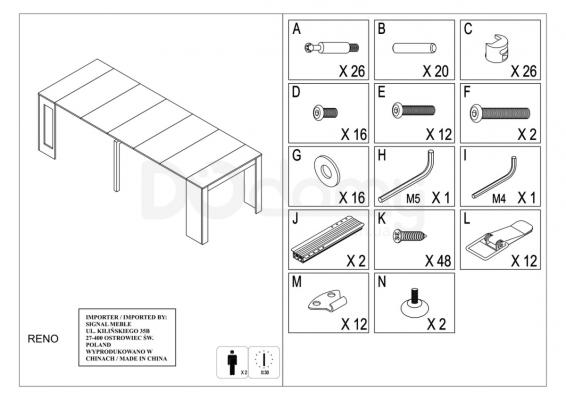 Стіл розкладний SIGNAL RENO Дуб 60(300)х90, фото 2