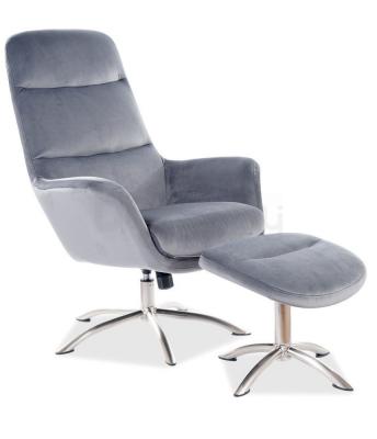 Кресло с подставкой для ног SIGNAL NIXON VELVET Серый, фото 1