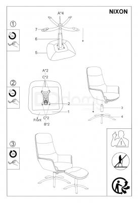 Кресло с подставкой для ног SIGNAL NIXON VELVET Серый, фото 3