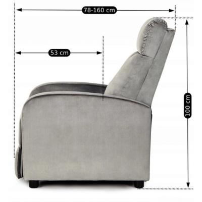 Кресло-реклайнер Mebel Elite DANNY серый бархат, фото 3