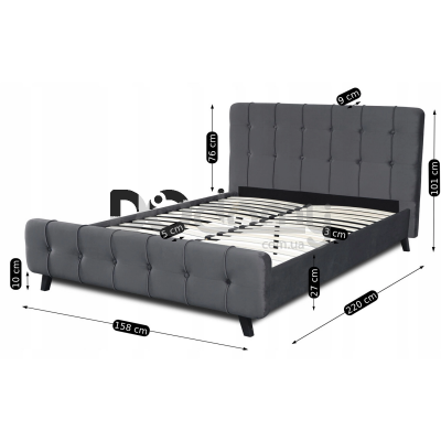 Кровать MEBEL ELITE LINO 140х200 Темно-серый, фото 3