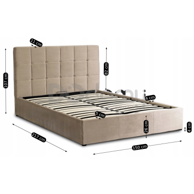 Ліжко MEBEL ELITE PANAMA 140х200 Бежевий, фото 4