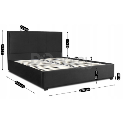 Кровать MEBEL ELITE ANDRE 160х200 Черный, фото 5