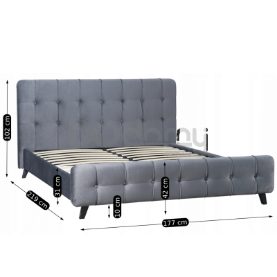 Кровать MEBEL ELITE LINO 160х200 Серый, фото 5