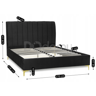 Кровать MEBEL ELITE MARCELO 160х200 Черный, фото 5