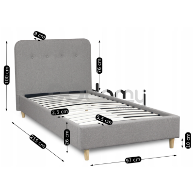 Кровать MEBEL ELITE DENNIS 90х200 Серый, фото 5