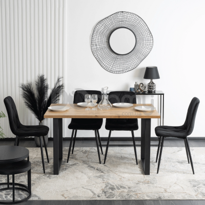 Стіл MEBEL ELITE GLOS 135 Дуб золотий / Чорний, фото 1