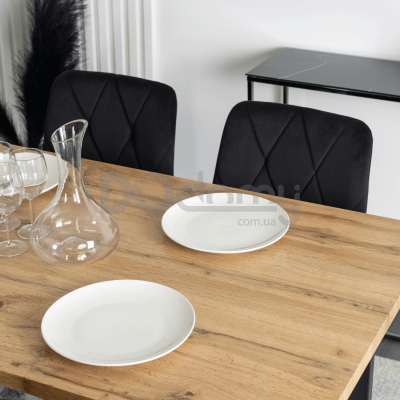 Стіл MEBEL ELITE GLOS 135 Дуб золотий / Чорний, фото 2