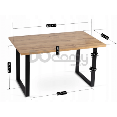 Стіл MEBEL ELITE GLOS 135 Дуб золотий / Чорний, фото 4