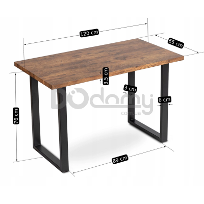 Стіл MEBEL ELITE ALTE 2 120 Дуб rustykalny / Чорний, фото 4