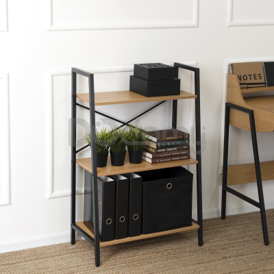 Стеллаж MEBEL ELITE VIOR Дуб золотой/Черный, фото 1