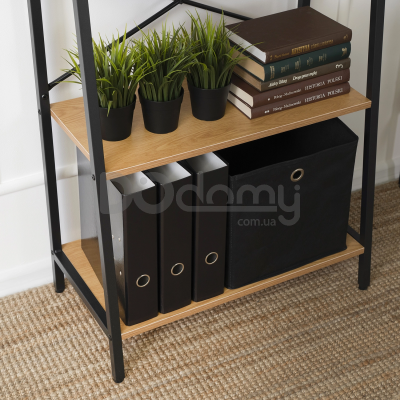 Стеллаж MEBEL ELITE VIOR Дуб золотой/Черный, фото 3