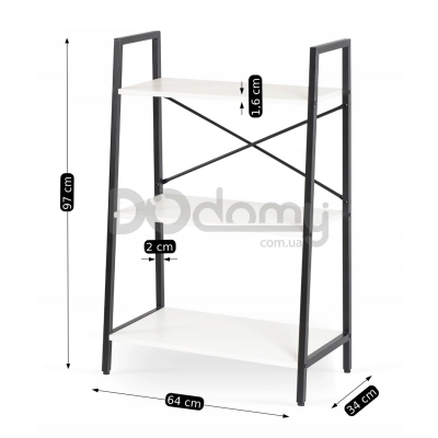Стелаж MEBEL ELITE VIOR Білий / Чорний, фото 4