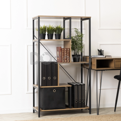 Стелаж MEBEL ELITE TIM Горіх / Чорний, фото 1