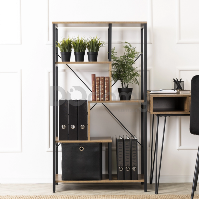 Стелаж MEBEL ELITE TIM Горіх / Чорний, фото 2