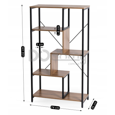 Стелаж MEBEL ELITE TIM Горіх / Чорний, фото 5