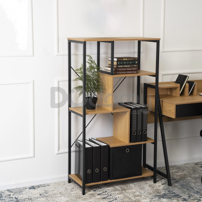 Стелаж MEBEL ELITE TIM Дуб Золотий / Чорний, фото 1