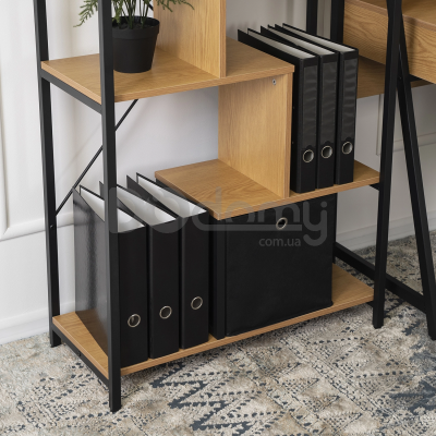 Стелаж MEBEL ELITE TIM Дуб Золотий / Чорний, фото 2