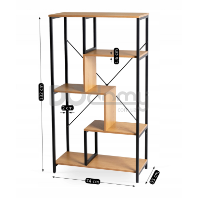 Стелаж MEBEL ELITE TIM Дуб Золотий / Чорний, фото 4