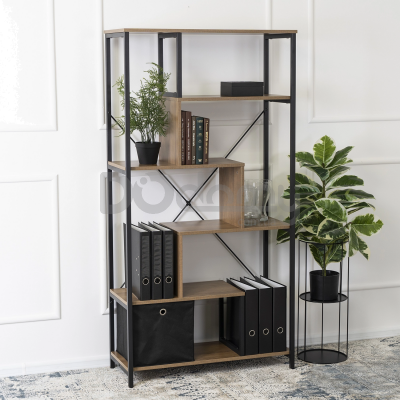 Стелаж MEBEL ELITE AKRIS Горіх / Чорний, фото 1