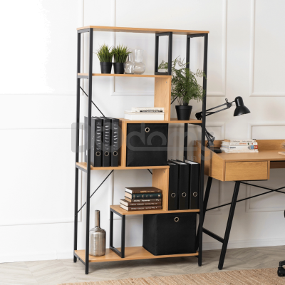 Стелаж MEBEL ELITE AKRIS Дуб / Чорний, фото 1