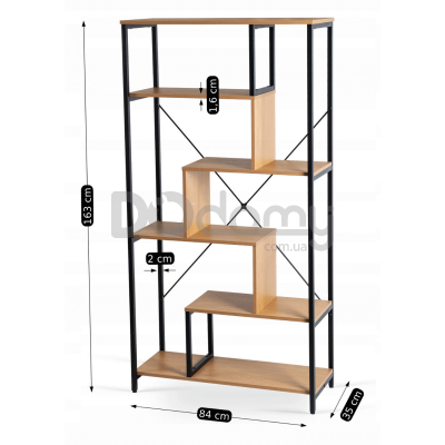 Стелаж MEBEL ELITE AKRIS Дуб / Чорний, фото 3