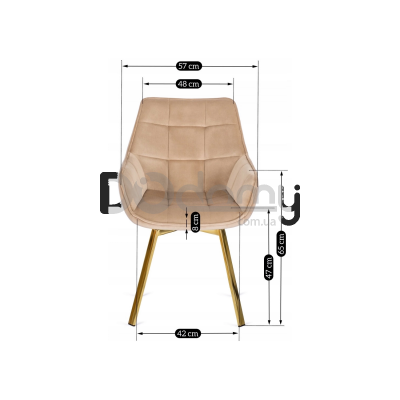 Кресло MEBEL ELITE MIA Бежевый / Золотой, фото 2