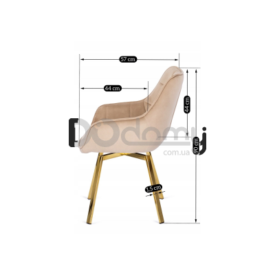 Кресло MEBEL ELITE MIA Бежевый / Золотой, фото 3