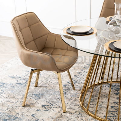 Кресло MEBEL ELITE MIA Бежевый / Золотой, фото 4