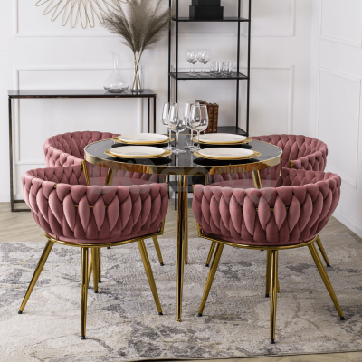 Крісло MEBEL ELITE CAPRI Рожевий/ Золотий, фото 5