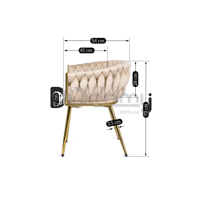 Крісло MEBEL ELITE CAPRI Бежевий / Золотий, фото 5