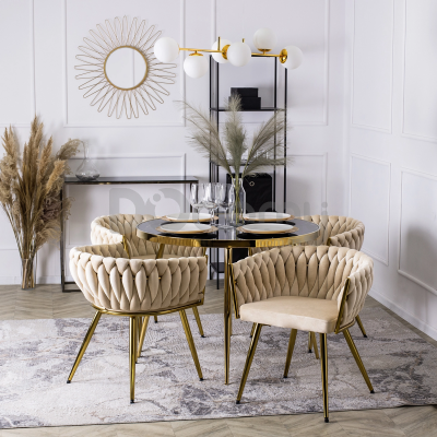 Крісло MEBEL ELITE CAPRI Бежевий / Золотий, фото 6